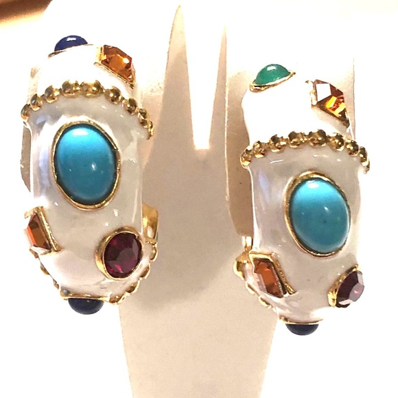 KENNETH JAY LANE, WHITE OR BLACK ENAMEL GO… - Picture 6 of 14